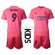 Kinder Fussball Trikot Real Madrid 2020-21 Karim Benzema 9 Auswärts Trikotsatz Kurzarm..